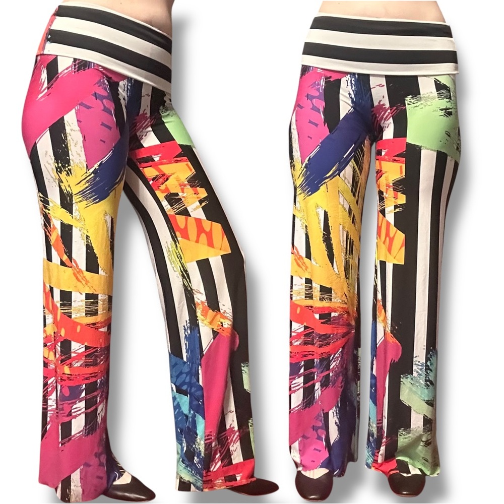 Colorful Striped Women's Pants Made in USA y2k Vintage